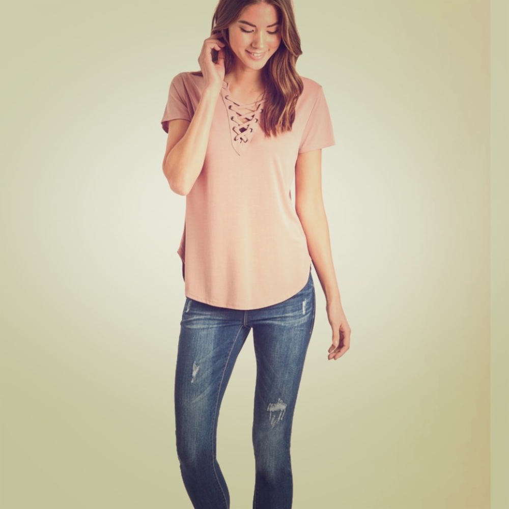 Dusty rose lace front tunic